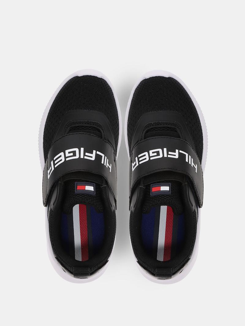 Fiú Tommy Hilfiger Pántos Runner Tornacipő Fekete | HU 2328YXF